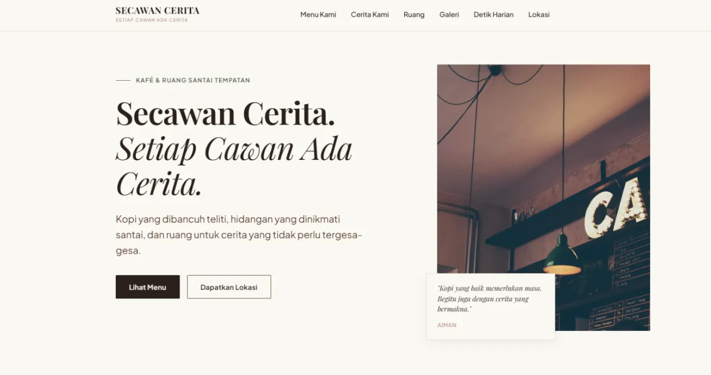 Secawan Cafe Website